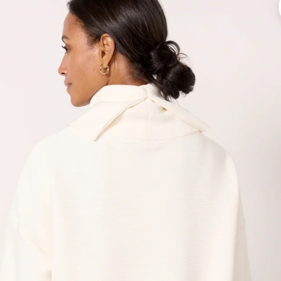 Varley Luxury Milton Sweatshirt Cowl Neck zippers on side off white Oversized S - Picture 5 of 6